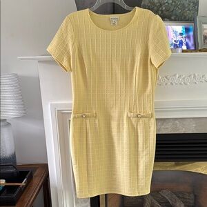EnFocus Studio Yellow Sheath Dress with Pearl Accents